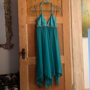 ABS Teal Formal Backless Dress